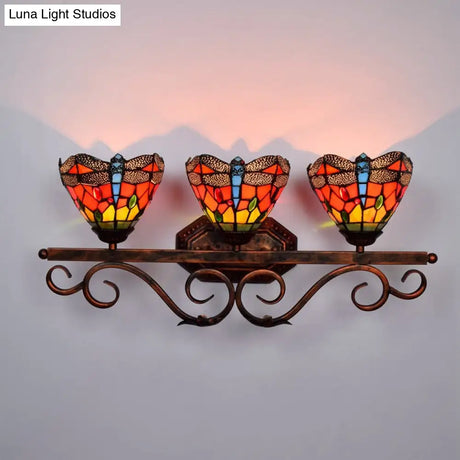 Vintage Tiffany-Style Dragonfly Vanity Lights: Colorful Over-Mirror Fixtures