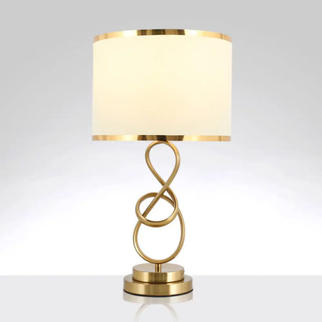 Vintage Twist Metallic Nightstand Lamp - Single-Bulb Table Light With Fabric Shade Beige