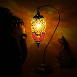 Vintage Urn Table Lamp Orange/Red Glass - 1 Head Task Lighting Metal Curved Arm Orange