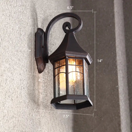 Vintage Wall Mount Light With Clear Seed Glass Sconce Fixture For Gate Coffee