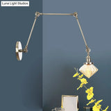Vintage Wall Mounted Dining Room Sconce Light 1-Light With Glass Shade Adjustable Arm -