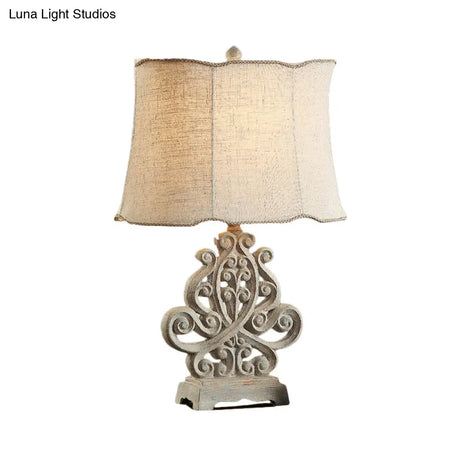 Vintage White Cylinder Table Lamp With Braided Trim - Ideal For Study Rooms And Night Lighting