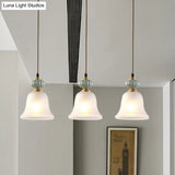 Vintage White Glass Cluster Pendant Light With Ceramic Cap For Dining Room Décor