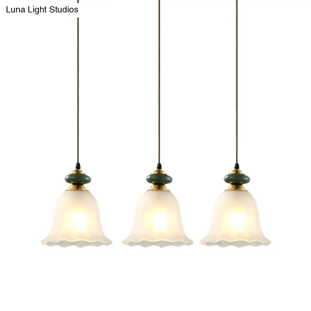 Vintage White Glass Cluster Pendant Light With Ceramic Cap For Dining Room Décor