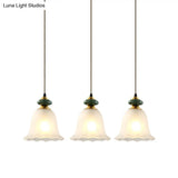 Vintage White Glass Cluster Pendant Light With Ceramic Cap For Dining Room Décor