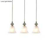 Vintage White Glass Cluster Pendant Light With Ceramic Cap For Dining Room Décor