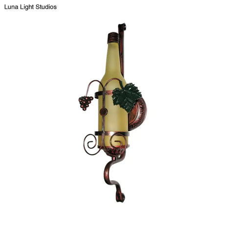 Vintage Wine Bottle Wall Sconce Light In Yellow For Dining Room