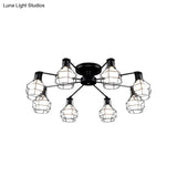 Vintage Wire Framed Metal Ceiling Lights With Adjustable Heads For Bedroom - Available In 3/5/8 And