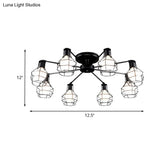 Vintage Wire Framed Metal Ceiling Lights With Adjustable Heads For Bedroom - Available In 3/5/8 And
