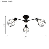 Vintage Wire Framed Metal Ceiling Lights With Adjustable Heads For Bedroom - Available In 3/5/8 And