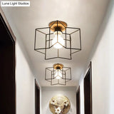 Vintage Wire Guard Ceiling Light With Star Shaped 4 Lights In Black/White