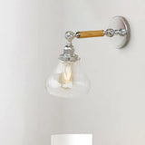 Vintage Wood Sconce Light With Clear Glass Pear For Living Room - 8/4/6 L Wooden Arm