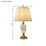Viviana - Beige Tapering Fabric Nightstand Light With Crystal Base