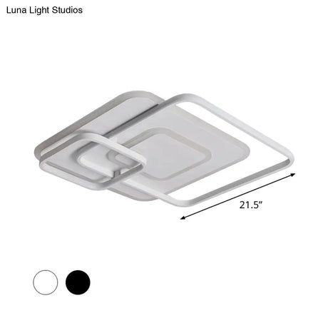 W Hotel Led Flush Mount Light - Modern White Ceiling Lamp Stacking Square Acrylic Frame Warm/White