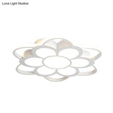 Warm/White/3 Color Led Crystal Flush Light - Simple White Floral Living Room Mount Lamp Multiple
