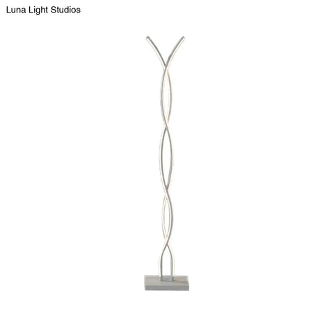Waving Line Stand Up Lamp: Minimalist Metal Led Floor Reading Light For Study Room (White
