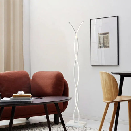 Waving Line Stand Up Lamp: Minimalist Metal Led Floor Reading Light For Study Room (White