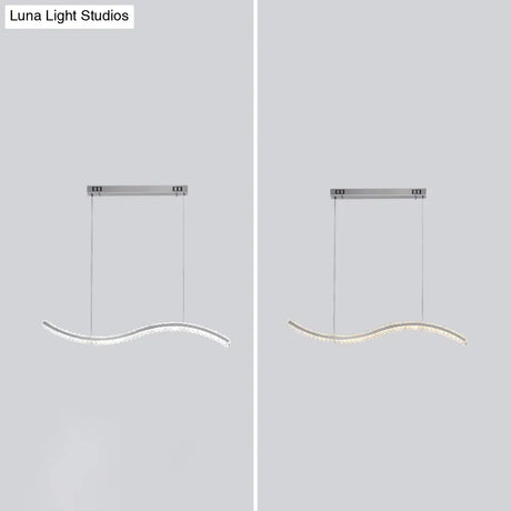 Wavy K9 Crystal Led Pendant Lighting For Dining Room - Simplicity Island Ceiling Light