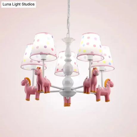 Whimsical Merry-Go-Round Chandelier: Cartoon Metal Hanging Light With 5 Bulbs For Game Room