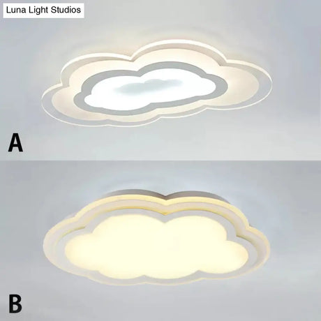 White Acrylic Cloud Ceiling Flush Mount Light With Simple Teen Style