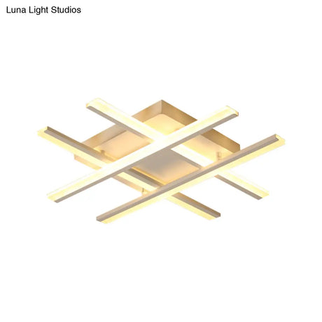 White Acrylic Led Living Room Ceiling Mount Light With Minimalistic Design