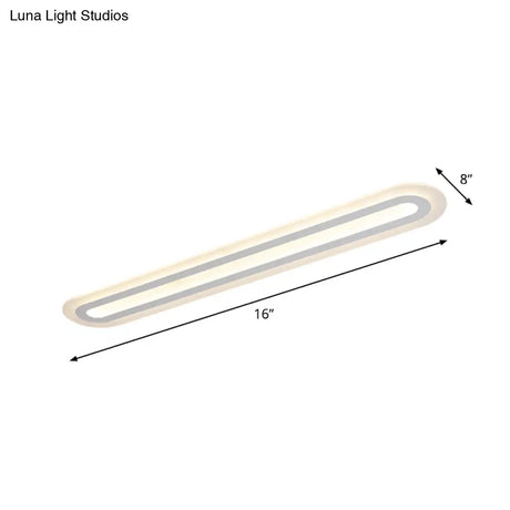 White Acrylic Oval Led Flush Mount Light: Simple Ceiling Lighting For Corridor Warm/White Light