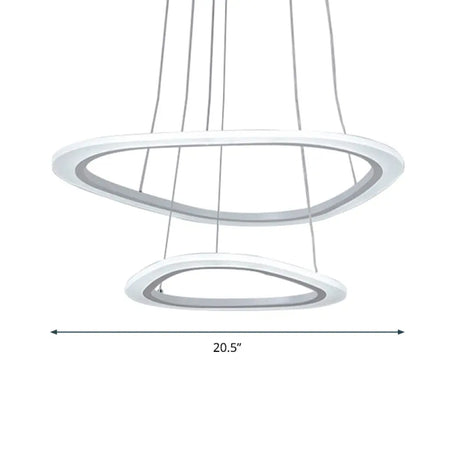White Acrylic Triangular Led Ceiling Chandelier: Minimalist Hanging Lamp For Dining Room / 20.5