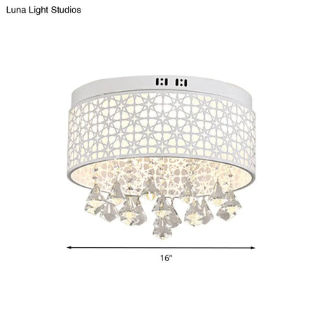 White Angel/Crystal Bead Flush Mount Led Bedroom Light - Simple Metal Design Multiple Sizes