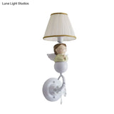 White Angel Design Fabric Barrel Wall Sconce Lamp