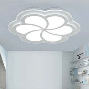 White Blossom Shaped Flush Mount Led Ceiling Lamp For Kids’ Balcony And Porch / 16.5’