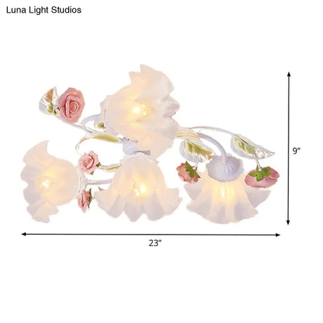 White Ceiling Mount Light Fixture With 4/6/7 Metal Lights - Perfect For Living Room
