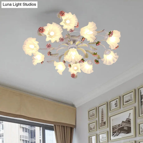 White Ceiling Mount Light Fixture With 4/6/7 Metal Lights - Perfect For Living Room