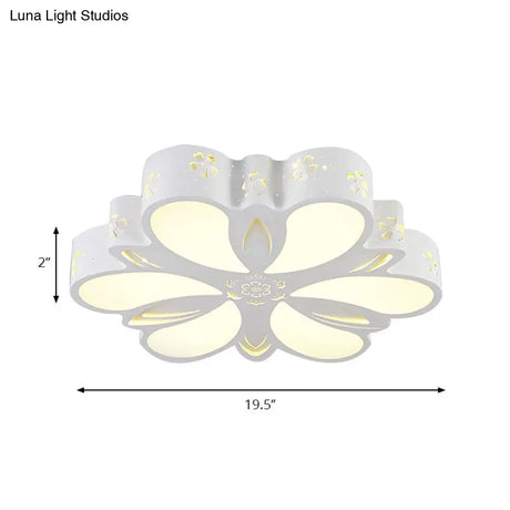 White Etched Petal Metal Ceiling Light For Kids’ Bedroom Or Bathroom