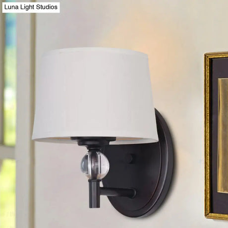 White Fabric Wall Sconce Light: Modern Style With Crystal Ball Deco