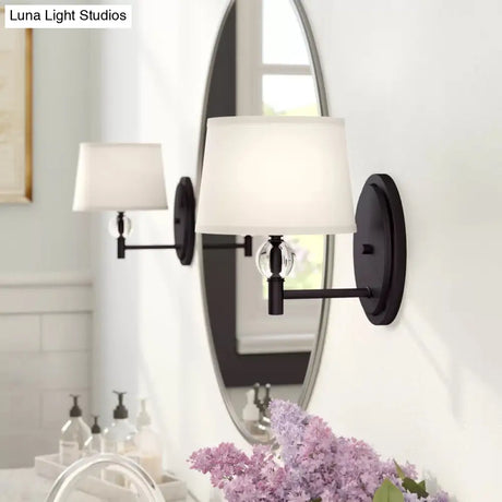 White Fabric Wall Sconce Light: Modern Style With Crystal Ball Deco