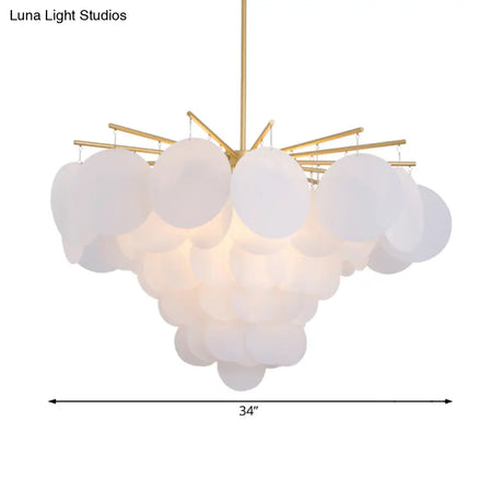 White Flaky Chandelier - Wide 25/25.5/34 Simple 4 Lights Acrylic Pendant For Bedroom