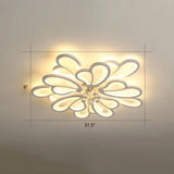 White Flower Flush Ceiling Light - Led Acrylic Lamp With Crystal Ball 10 /