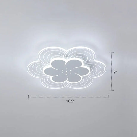 White Flower Flush Mount Led Light For Bedroom / 16.5’