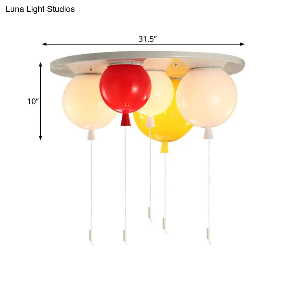 White Flush Mount Acrylic Balloon Ceiling Light Fixture - Nursery Lighting With 3/5 Heads