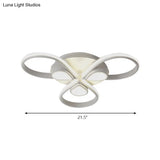 White Flush Mount Ceiling Light With Flower Acrylic Detailing: Modern Contemporary For Living Room