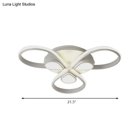 White Flush Mount Ceiling Light With Flower Acrylic Detailing: Modern Contemporary For Living Room
