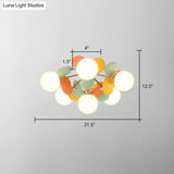 White Glass Semi Flush Circle Chandelier For Children’s Room - Creative Ceiling Light Fixture