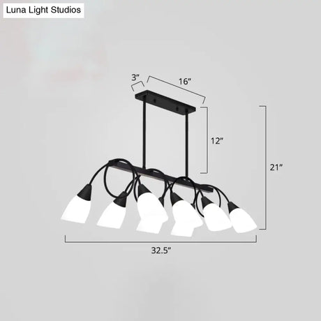 White Glass Tulip Suspension Light Modern Island Ceiling Fixture For Dining Room