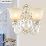 White Glass Wall Sconce Blossom - Half-Head Cottage Lighting For Living Room