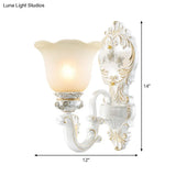 White Glass Wall Sconce Blossom - Half-Head Cottage Lighting For Living Room