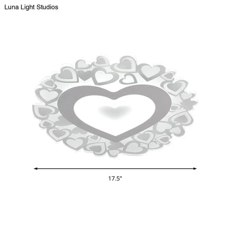 White Heart Shaped Led Flush Mount Ceiling Light For Bedroom 18’/23.5’ Dia