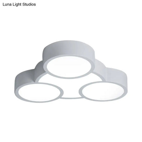 White Led Flush Mount Ceiling Lamp For Kindergarten With Simple Acrylic Design