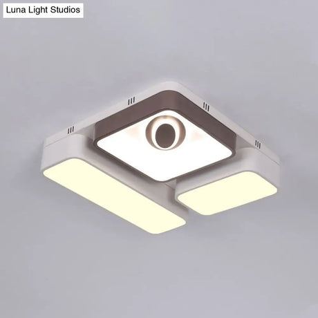 White Led Flush Mount Light With Acrylic Shade - Modern And Stylish Ceiling Lamp For Living Room