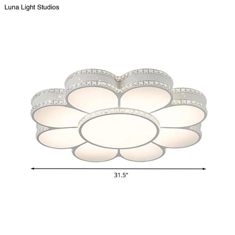 White Led Petal Ceiling Flush Mount Lamp - 19.5’/23.5’/31.5’ Modern Acrylic Warm 3 Color Light