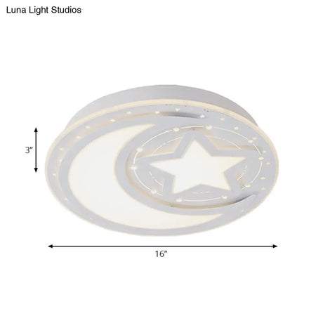 White Led Star And Crescent Ceiling Light For Corridor - Modern Metal Flush Lamp